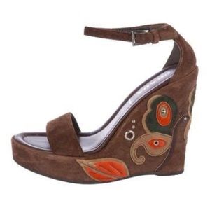 Genuine- PRADA Platform Suede Wedge- Butterfly, EU size 36.